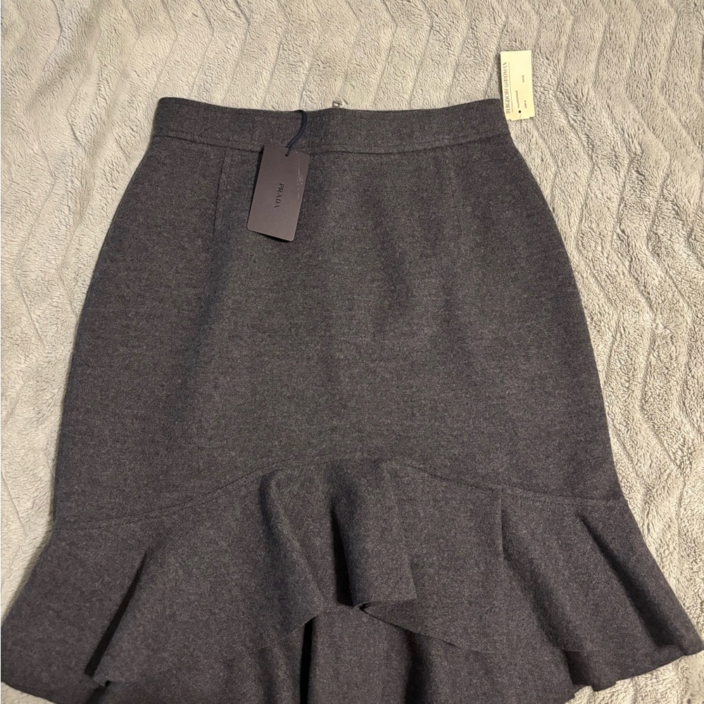 Prada Gray Ruffled High-Low Skirt